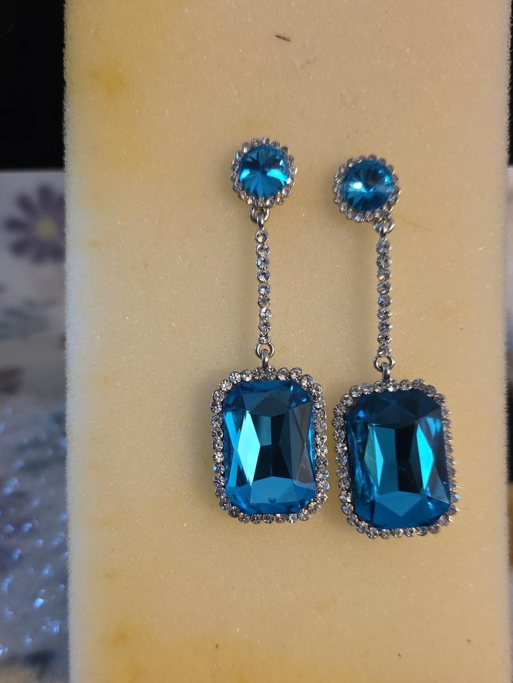 Blue Crystal Drop Earrings - Elegant Women's Jewelry
